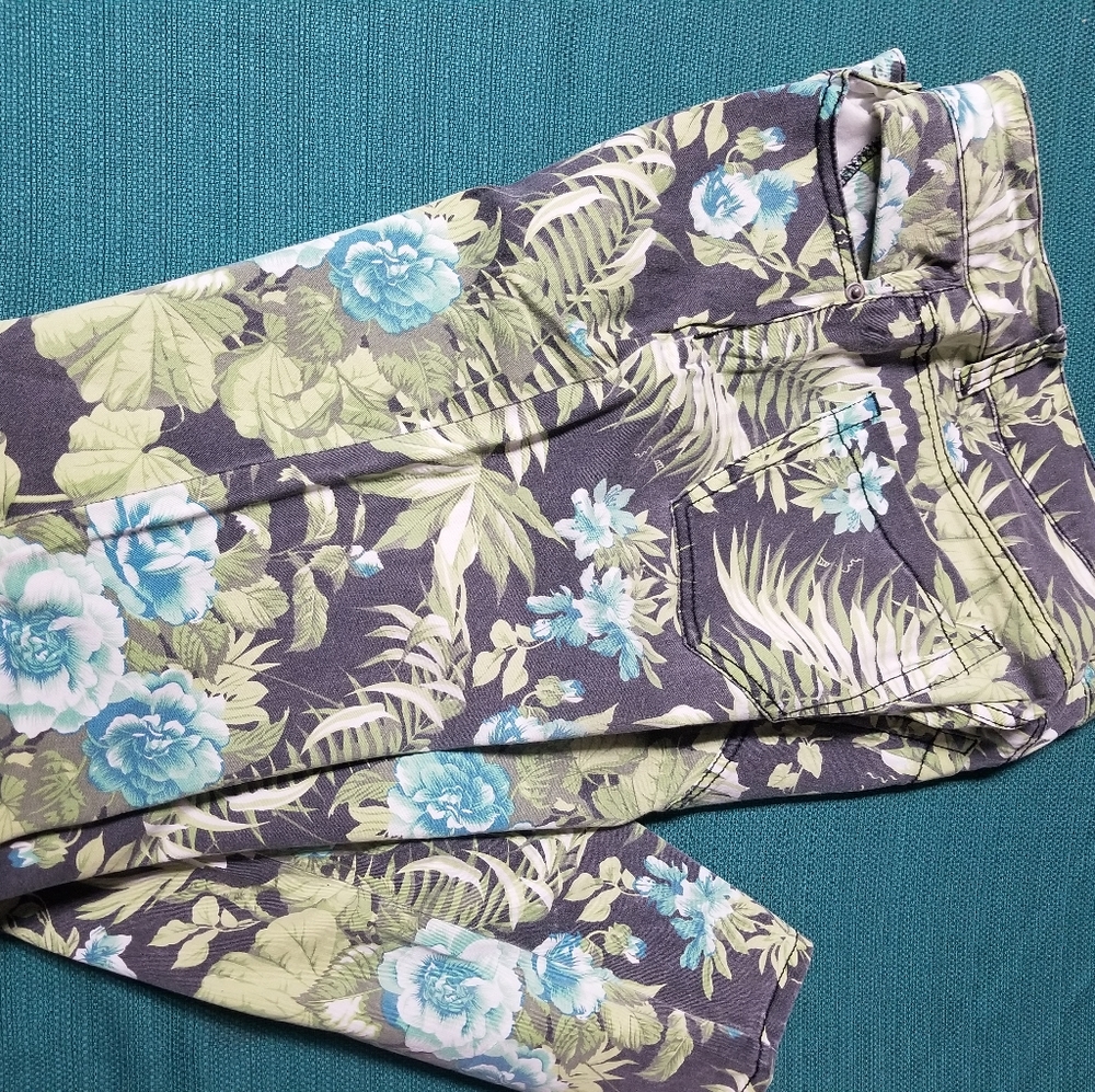 Black Green tropical jeans